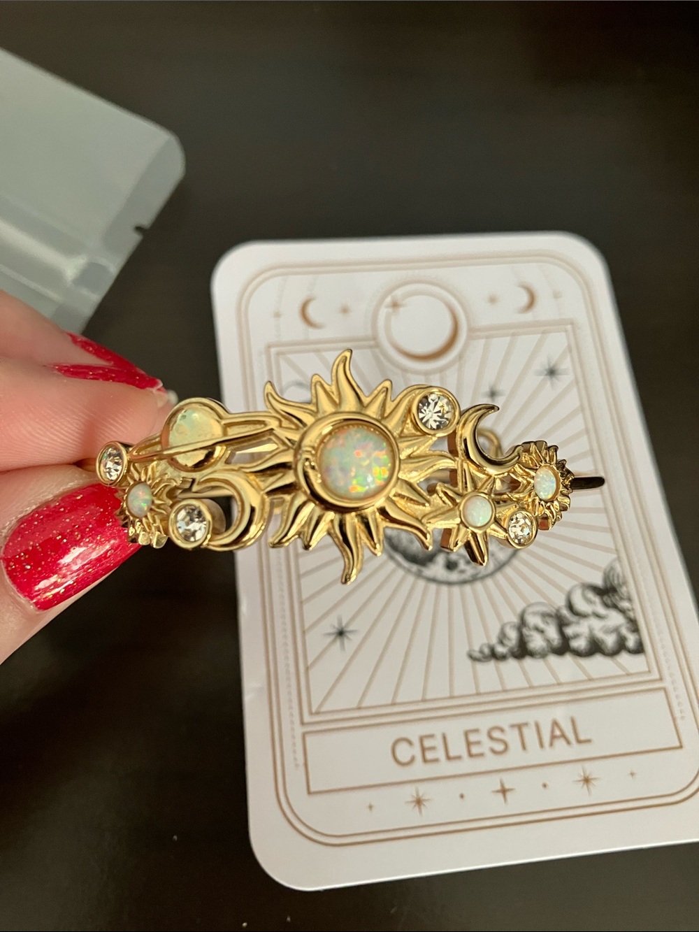 Alex and Ani Celestial In-Line Gold Sunburst Opal Charm Expandable Bracelet - Picture 2 of 4